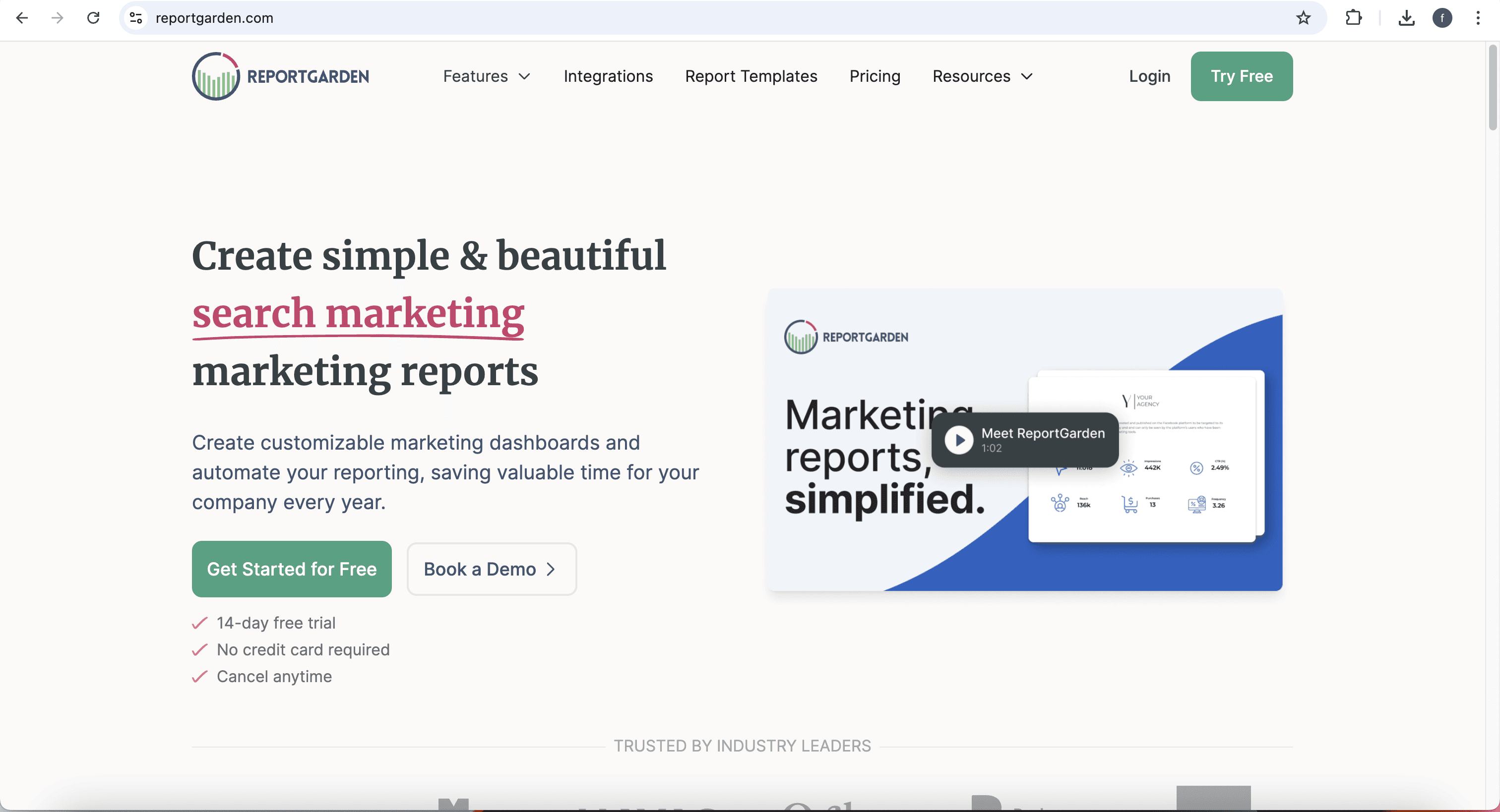 ReportGarden homepage