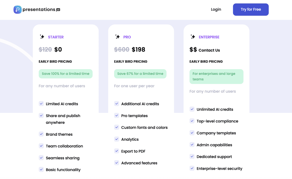 Pricing of Presentations.AI