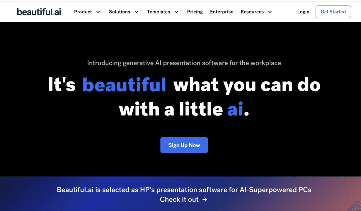 homepage of Beautiful.ai