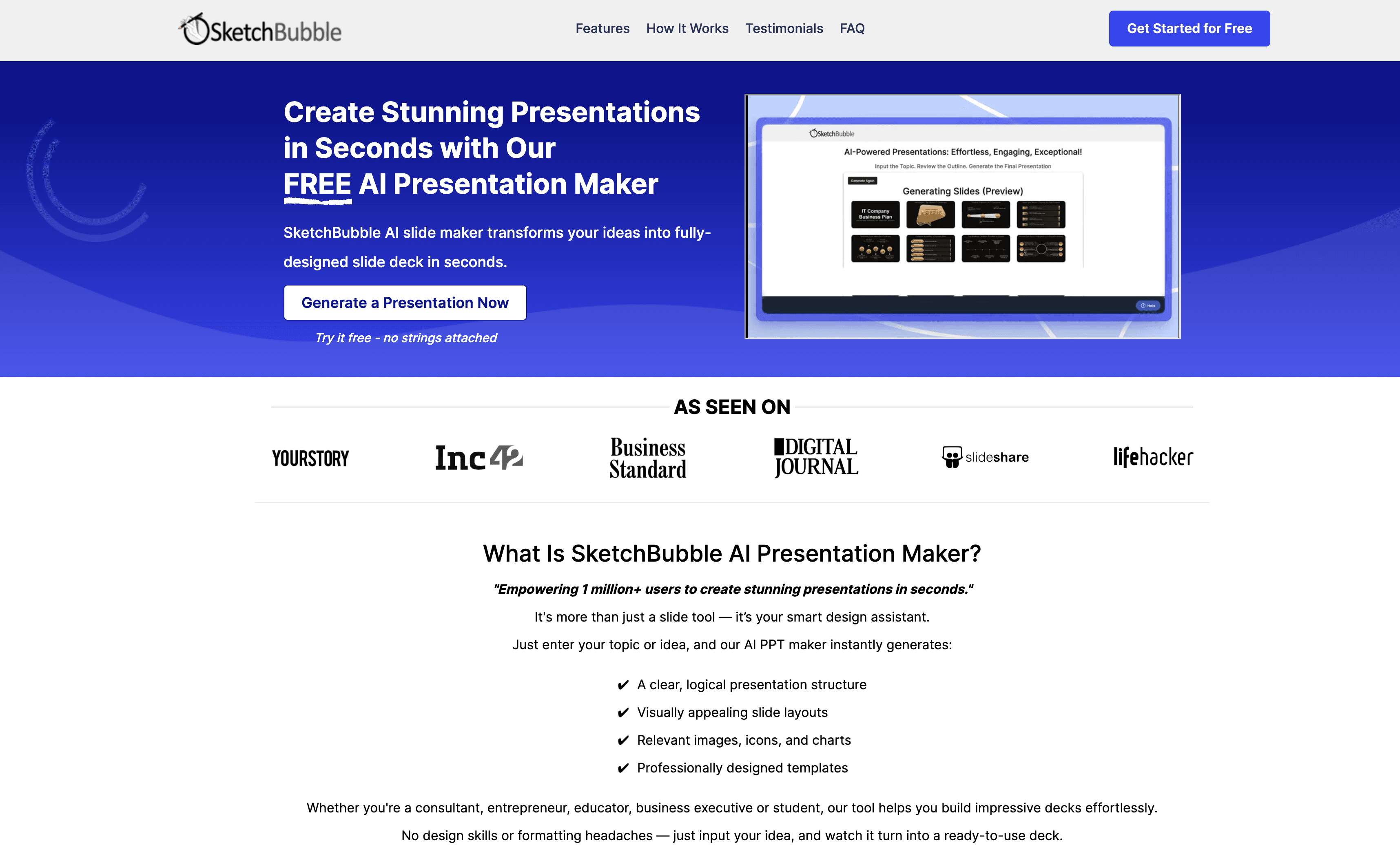homepage of SketchBubble AI