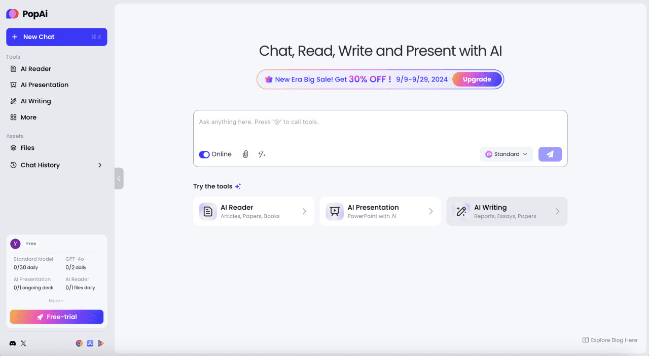 homepage of PopAI