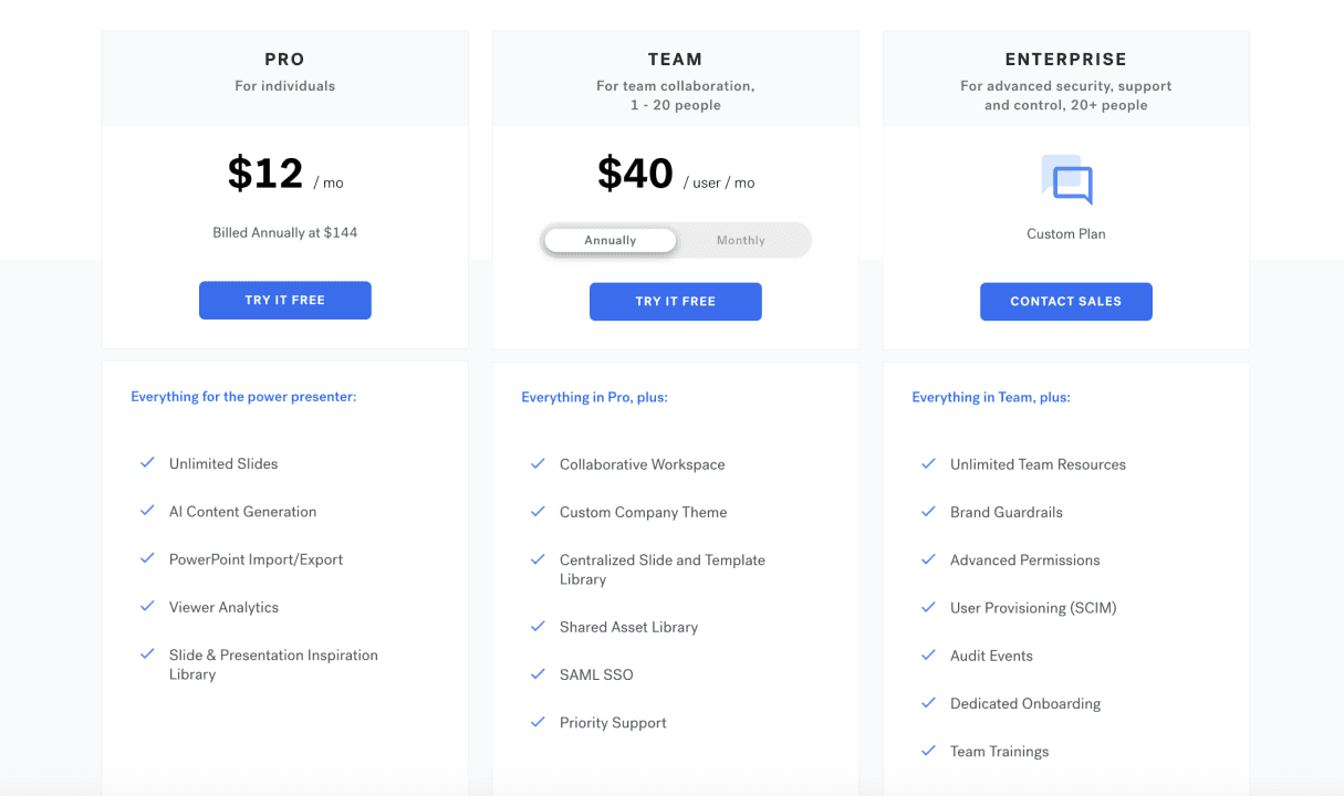 Pricing of Beautiful.ai