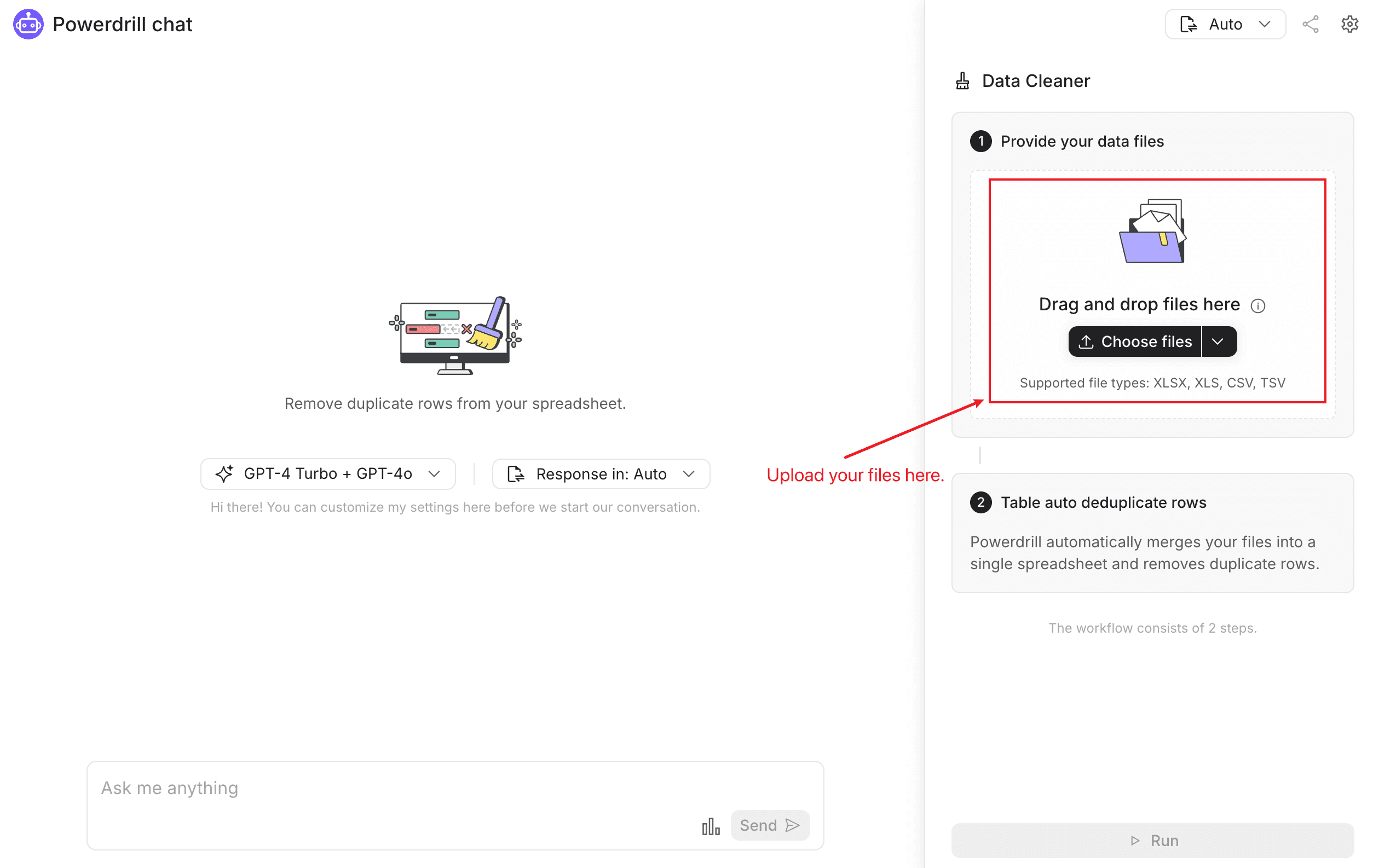 Chat interface of Powerdrill