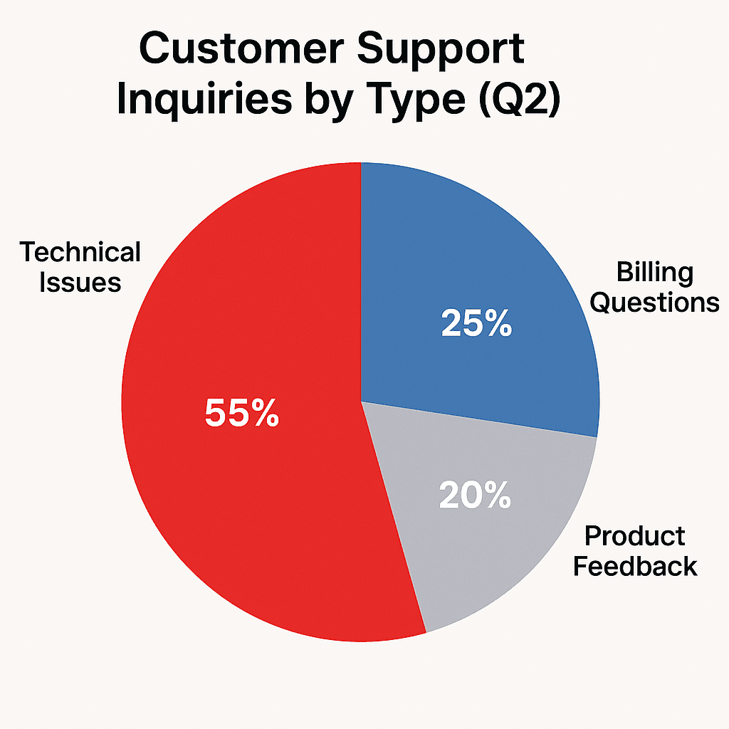 pie chart of the distribution of customer support inquiries
