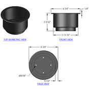 4.3" Black Plastic Cup Holder