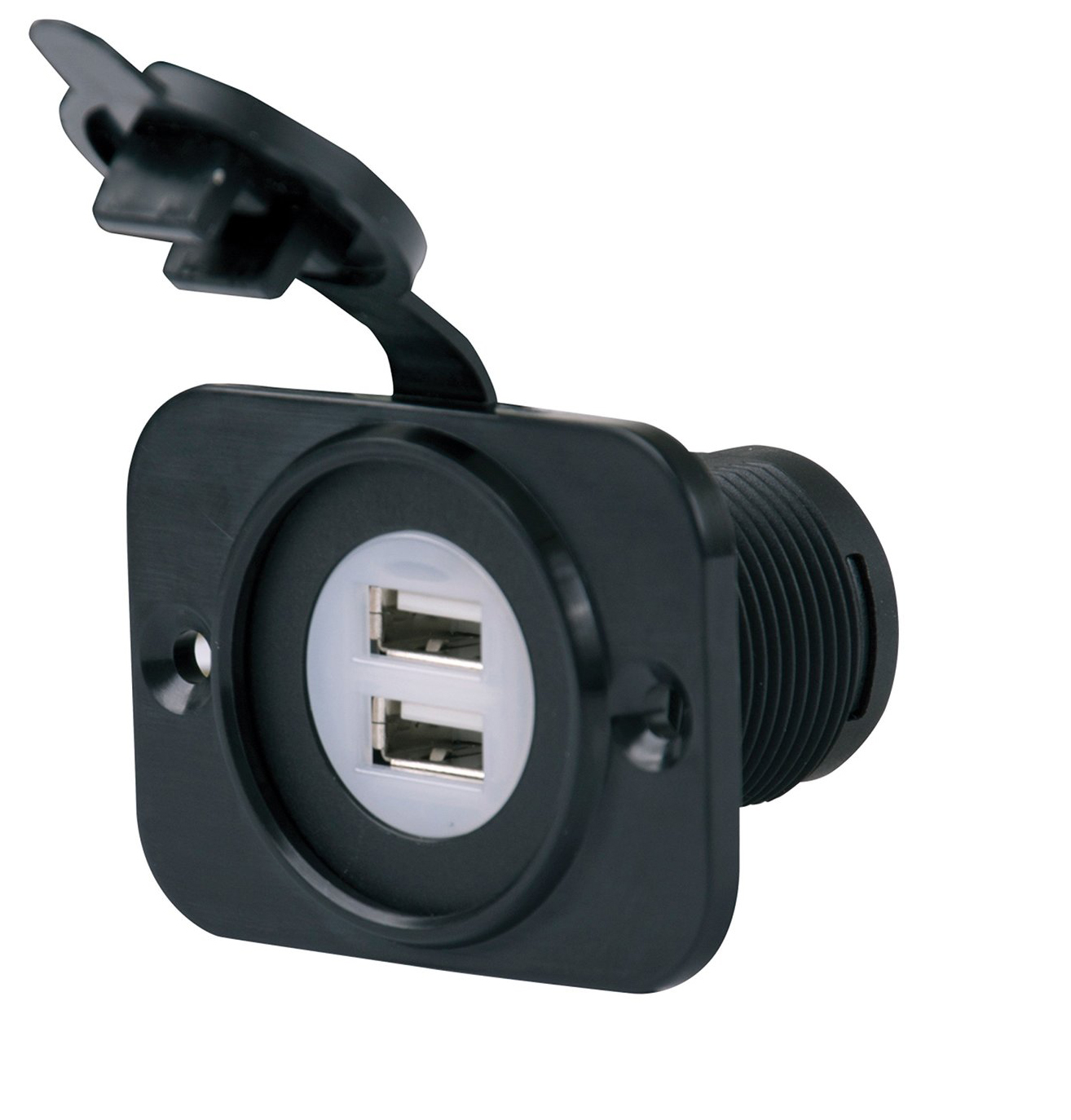 Dual USB LED Charger Receptacle with Protective Mounting Face
