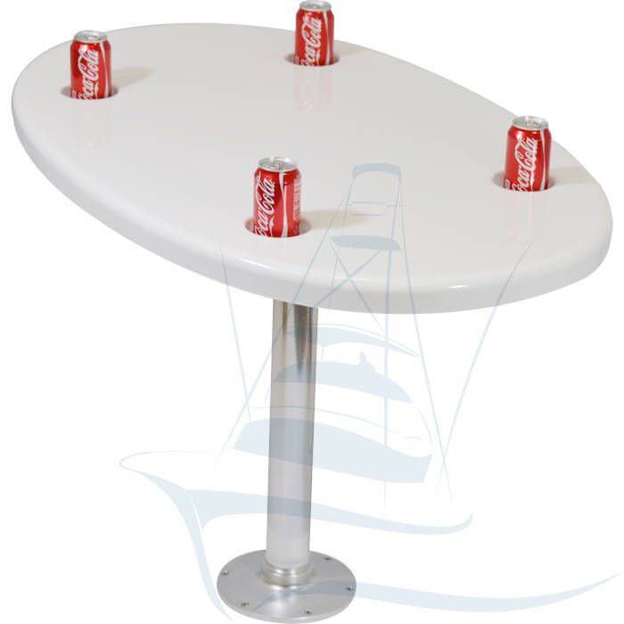 Fiberglass Oval Cockpit Table with Drink Holders Boat Outfitters