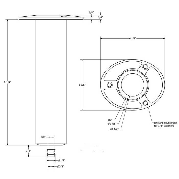 Stainless Steel Rod Holder 0 Degree Boat Outfitters