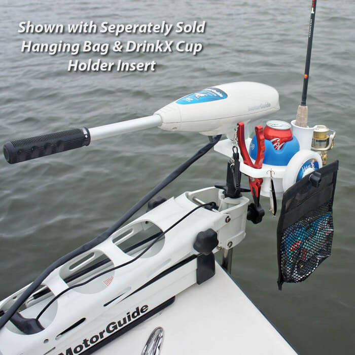 Trolling Motor Clampon Drink Holder & Gear Organizer White