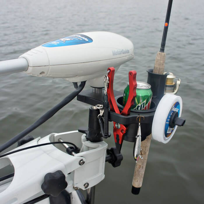 Trolling Motor Clampon Drink Holder & Gear Organizer Black