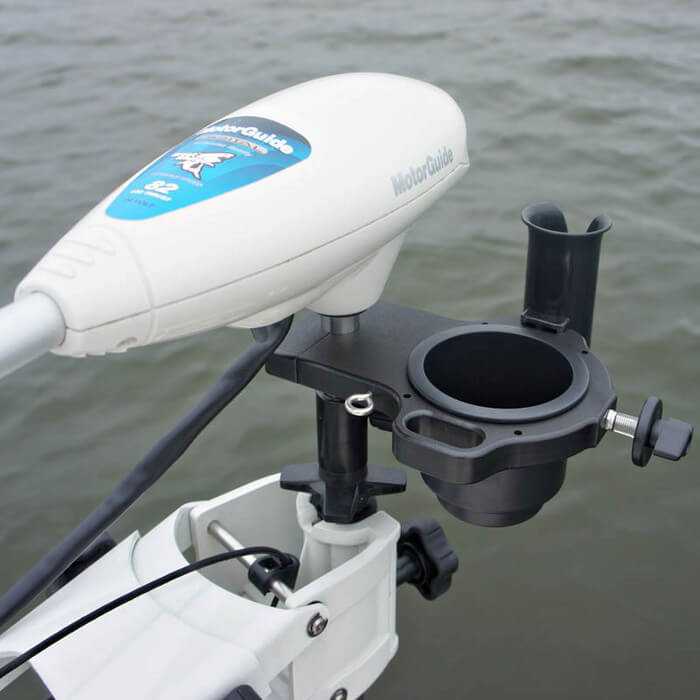 Trolling Motor Clampon Drink Holder & Gear Organizer Black