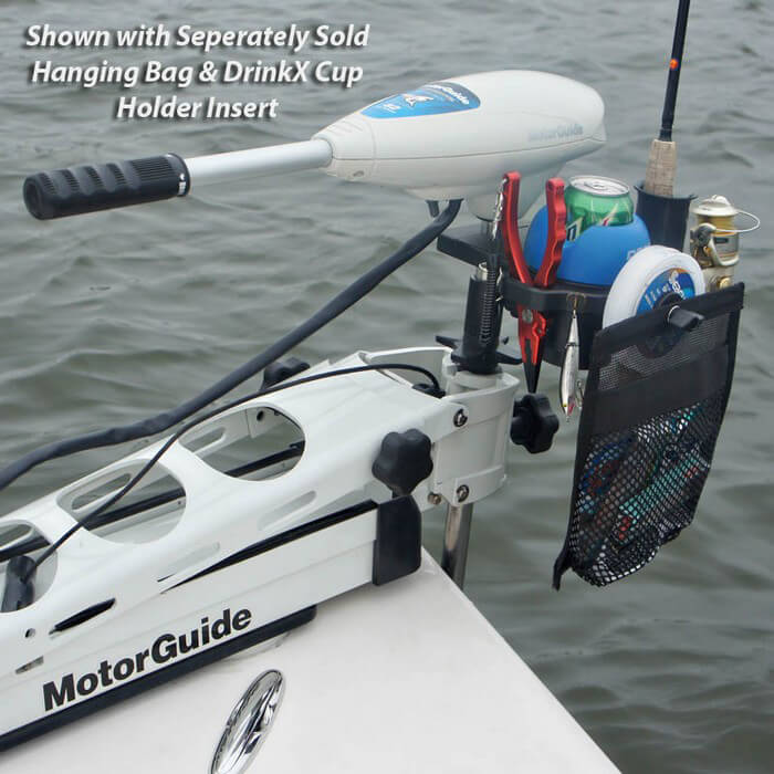 Trolling Motor Clampon Drink Holder & Gear Organizer Black