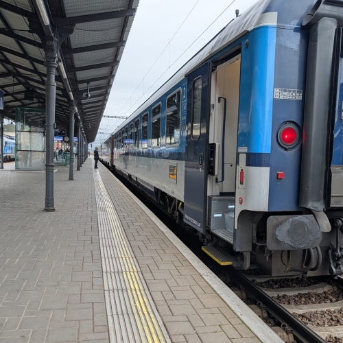 Getting on our second train to Prague