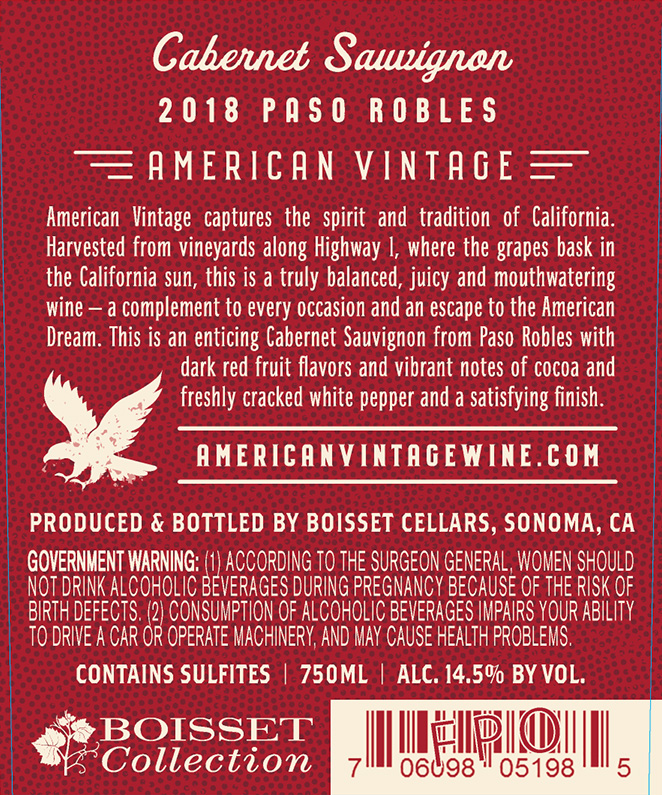American Vintage Cabernet Sauvignon Brand Assets - Trade - Boisset