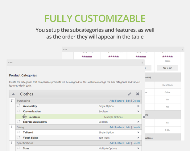 Configurações de categorias