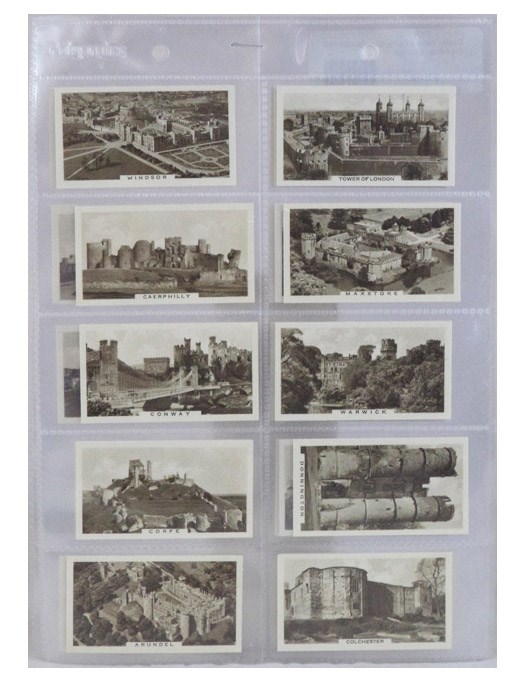 Castles Tobacco Cards, Complete Series of 25: Tower of London; Maxstoke Castle; Warwick Castle; Donnington Castle; Colchester Castle; Windsor Castle; Caerphilly Castle; Conway Castle; Corfe Castle; Arundel Castle; Kenilworth Castle; Tintagel Castle; Ludlow Castle; Edinburgh Castle; Tantallon Castle; Lowther Castle; Alnwick Castle; Scarborough Castle; Newark Castle; Stirling Castle; Harlech Castle; Chepstow Castle; Caernarvon Castle; Bodiam Castle; Balmoral Castle