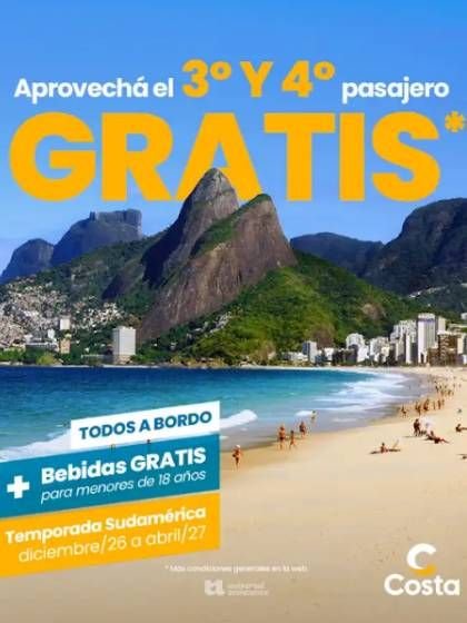 COSTA 3° Y 4° pasajero GRATIS