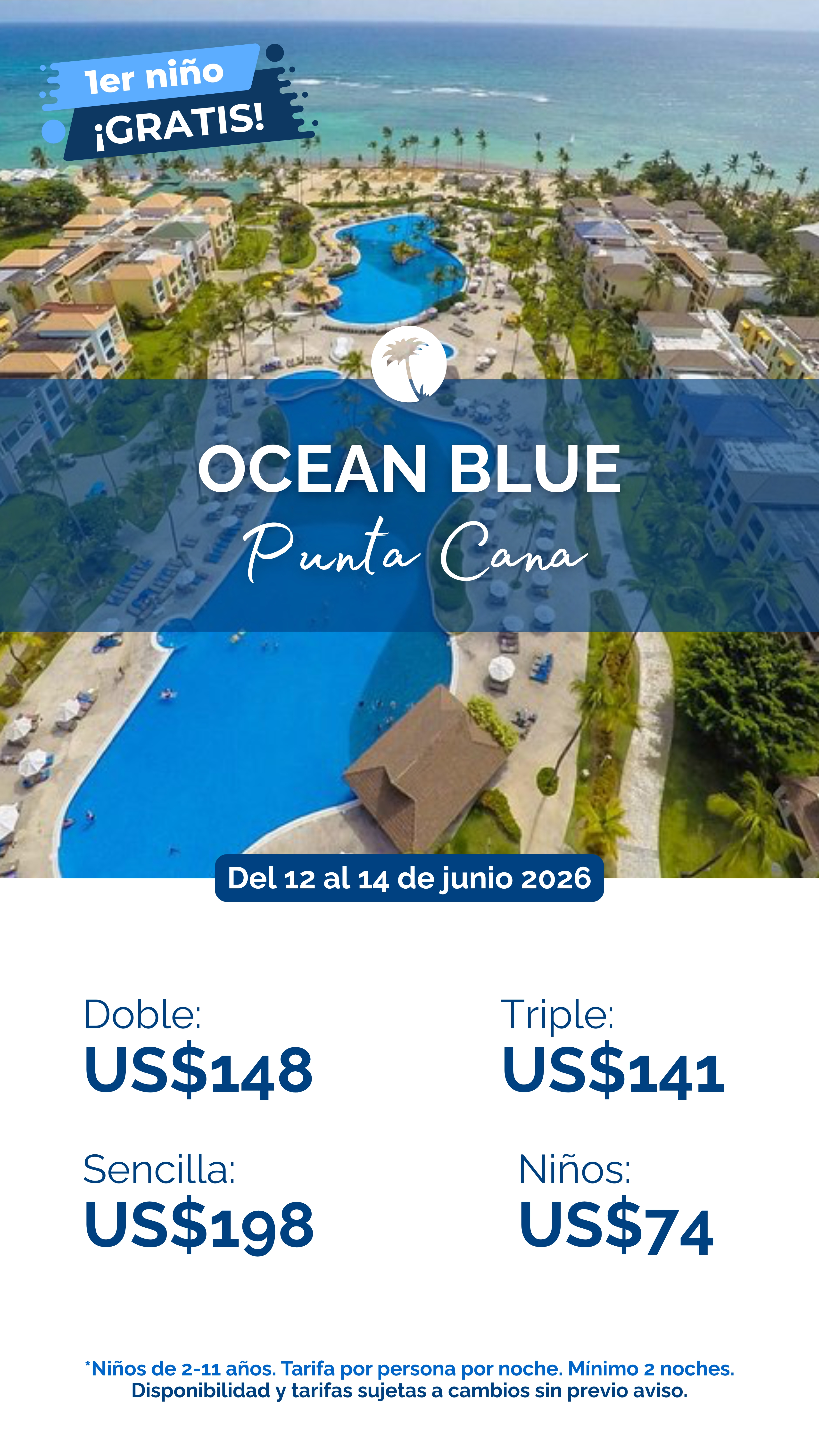 Ocean Blue & Sand Punta Cana junio 2026 – Vista aérea 