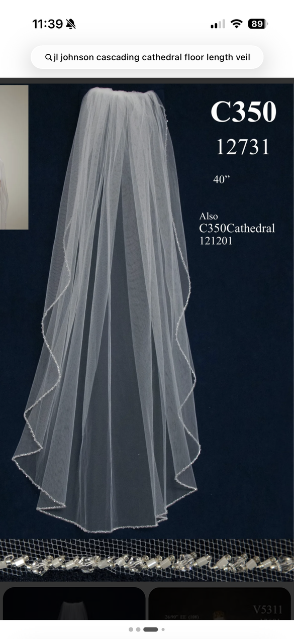 JL Johnson -  Cascading beaded edge cathedral veil - $300 - (45% OFF)