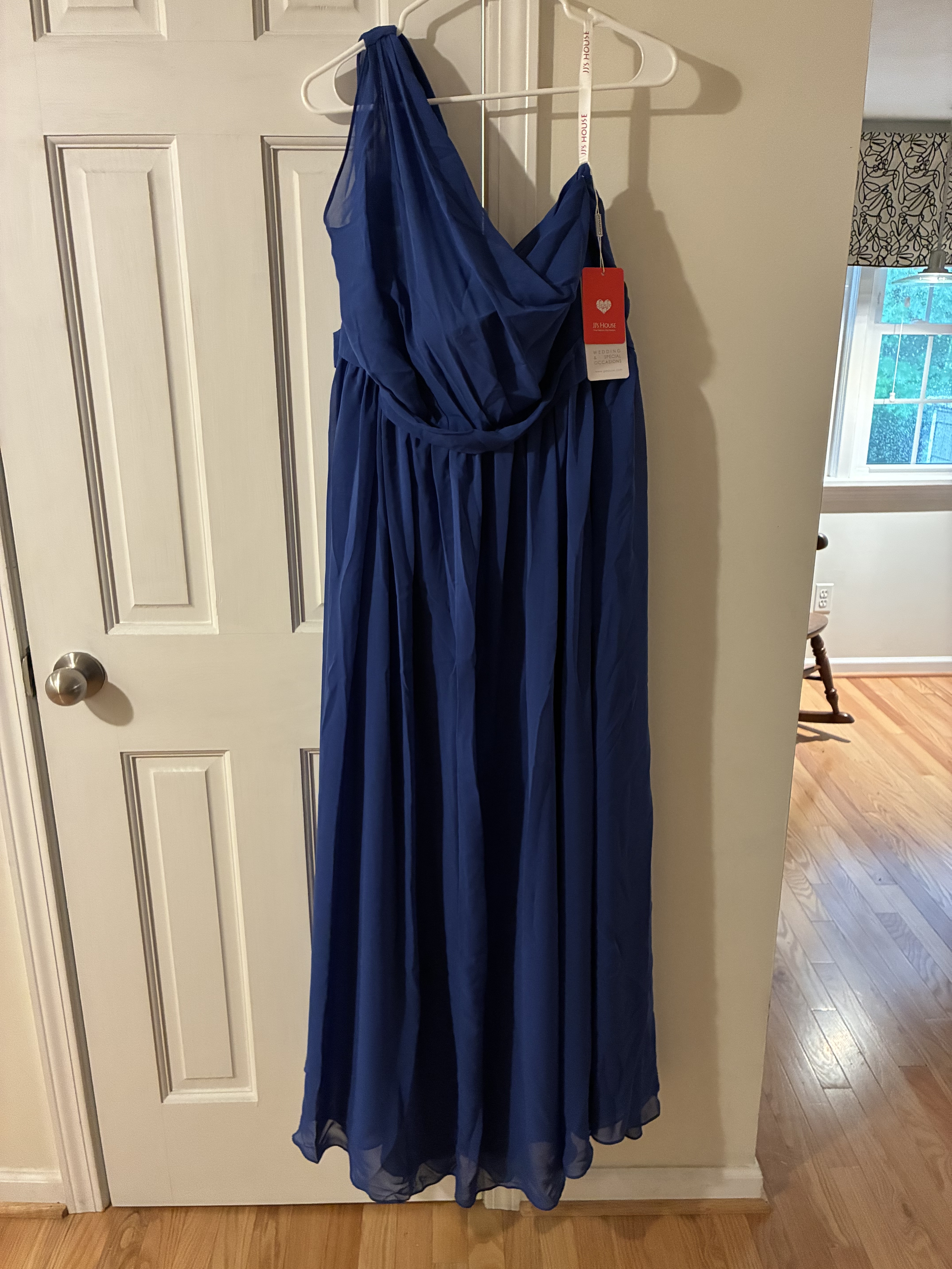 Jj's house - Royal Blue A-line One Shoulder Ruffle Chiffon Dress  - $70 - (53% OFF)