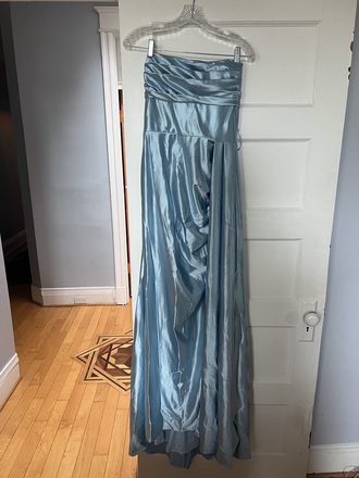 Stacees - Strapless Ruched Fitted Lace-up Corset Floor length Sky Blue gown size 8 - $135 - (8% OFF)