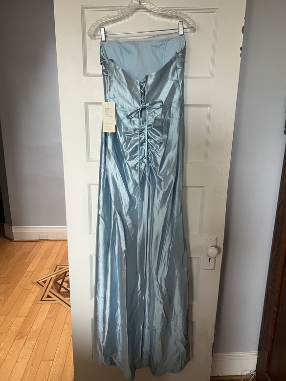 Stacees - Strapless Ruched Fitted Lace-up Corset Floor length Sky Blue US8 size 8 - $135 - (8% OFF)