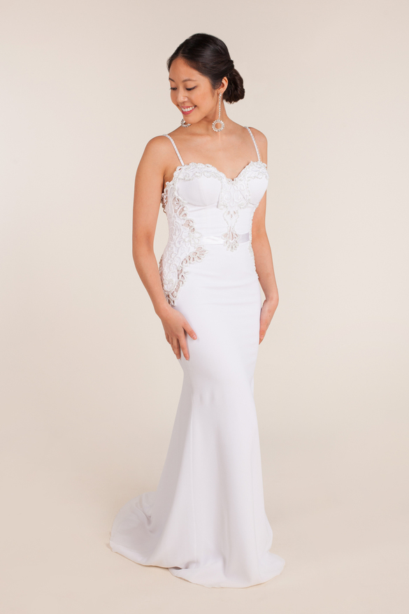 julie vino evening dresses Light Blue Short Sleeves Long Prom Dress With Lace, Evening Dresses YZ –  cathyprom main image 1
