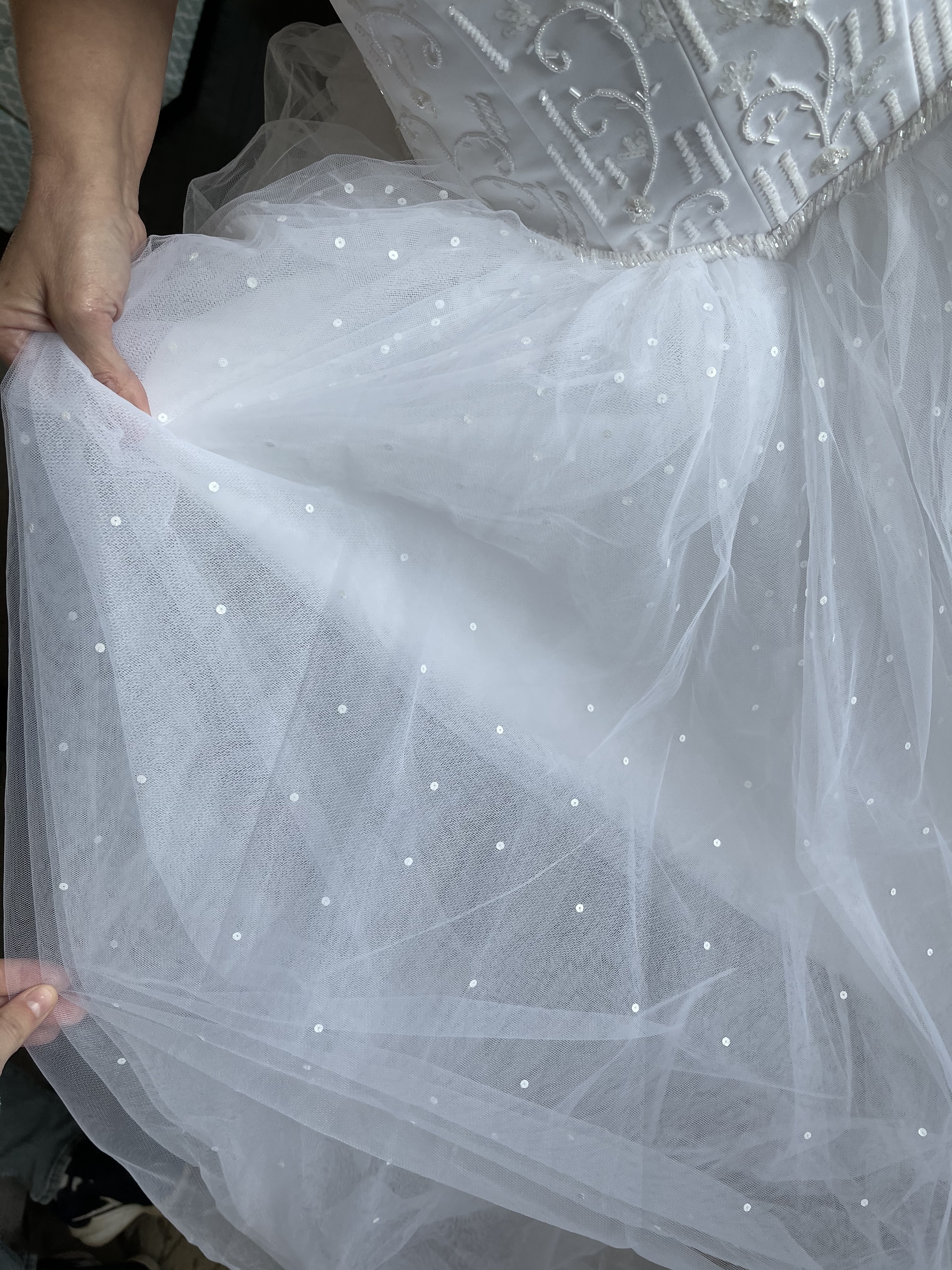 Tulle David Bridal Petite David's Bridal V Neck Ball Gown