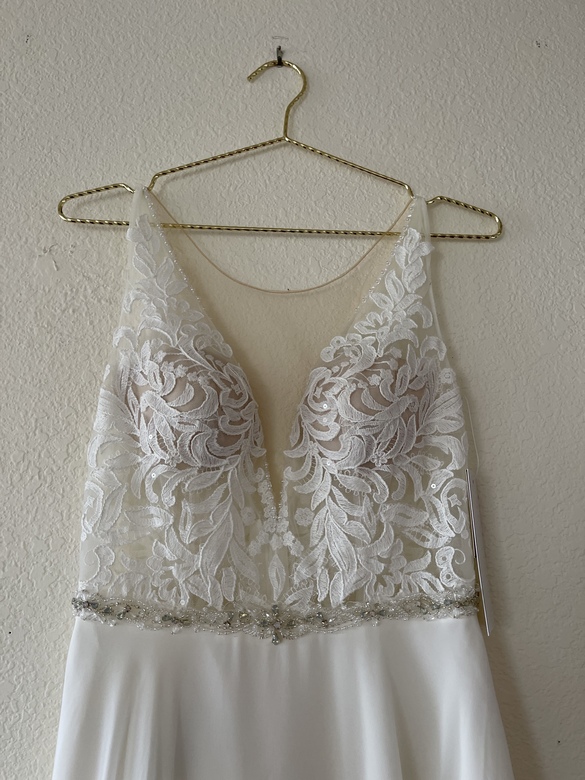 Galina Signature - applique illusion chiffon wedding dress size 4 - $600 - (25% OFF)