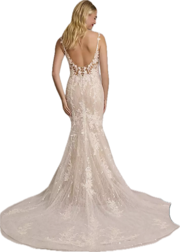 Galina Signature - Beaded Plunging Tank Mermaid Wedding Dress size 6 - $1100 - (52% OFF)