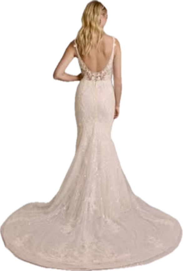 Galina Signature - Beaded Plunging Tank Mermaid Wedding Dress size 6 - $1100 - (52% OFF)