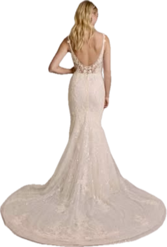 Galina Signature - Beaded Plunging Tank Mermaid Wedding Dress size 6 - $1100 - (52% OFF)