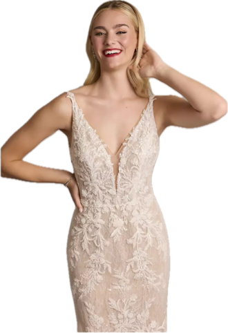 Galina Signature - Beaded Plunging Tank Mermaid Wedding Dress size 6 - $1100 - (52% OFF)