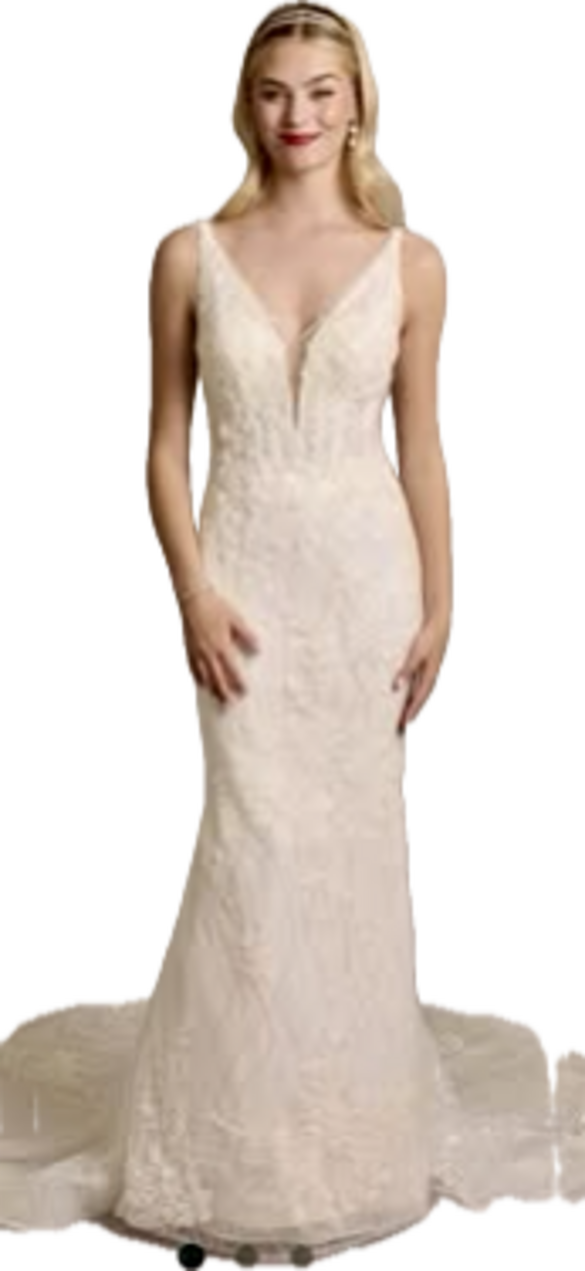 Galina Signature - Beaded Plunging Tank Mermaid Wedding Dress size 6 - $1100 - (52% OFF)