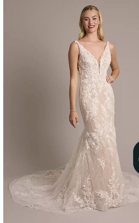 Galina Signature - Beaded Plunging Tank Mermaid Wedding Dress size 6 - $1100 - (52% OFF)