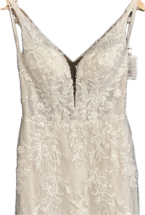 Galina Signature - Beaded Plunging Tank Mermaid Wedding Dress size 6 - $1100 - (52% OFF)