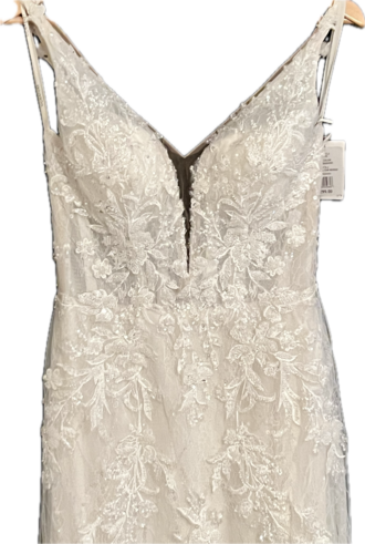 Galina Signature - Beaded Plunging Tank Mermaid Wedding Dress size 6 - $1100 - (52% OFF)