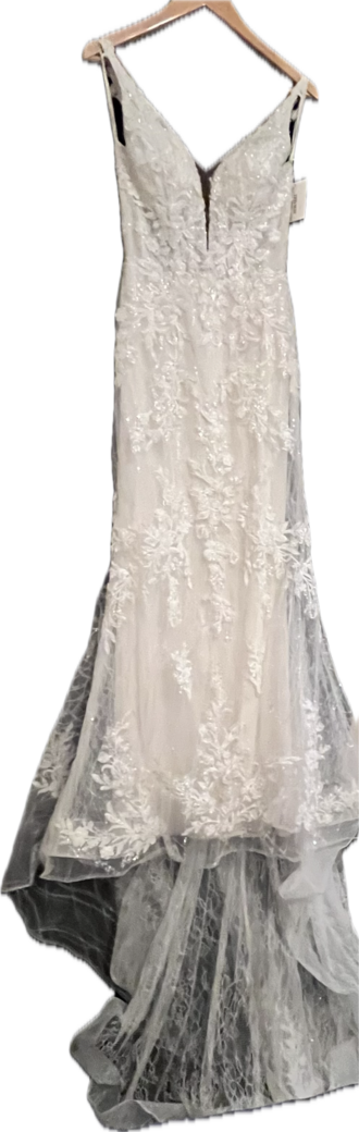 Galina Signature - Beaded Plunging Tank Mermaid Wedding Dress size 6 - $1100 - (52% OFF)