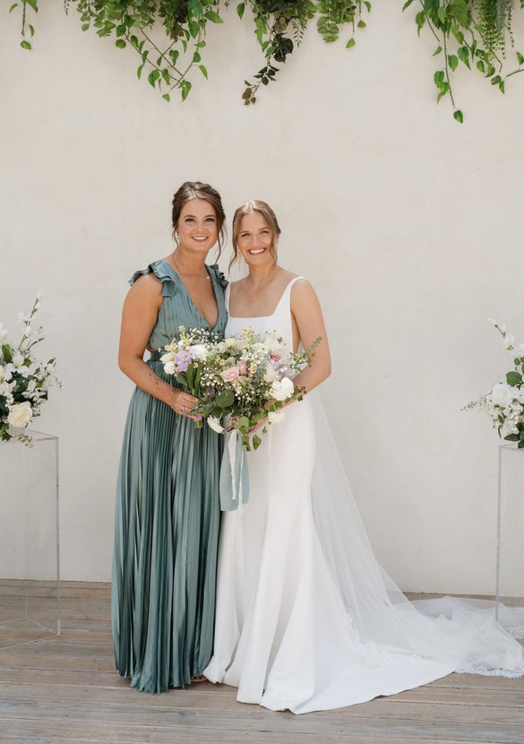 Lulu - Sage Green Satin Lace-Up Pleated Maxi Dress size 8 - $100 - (33% OFF)