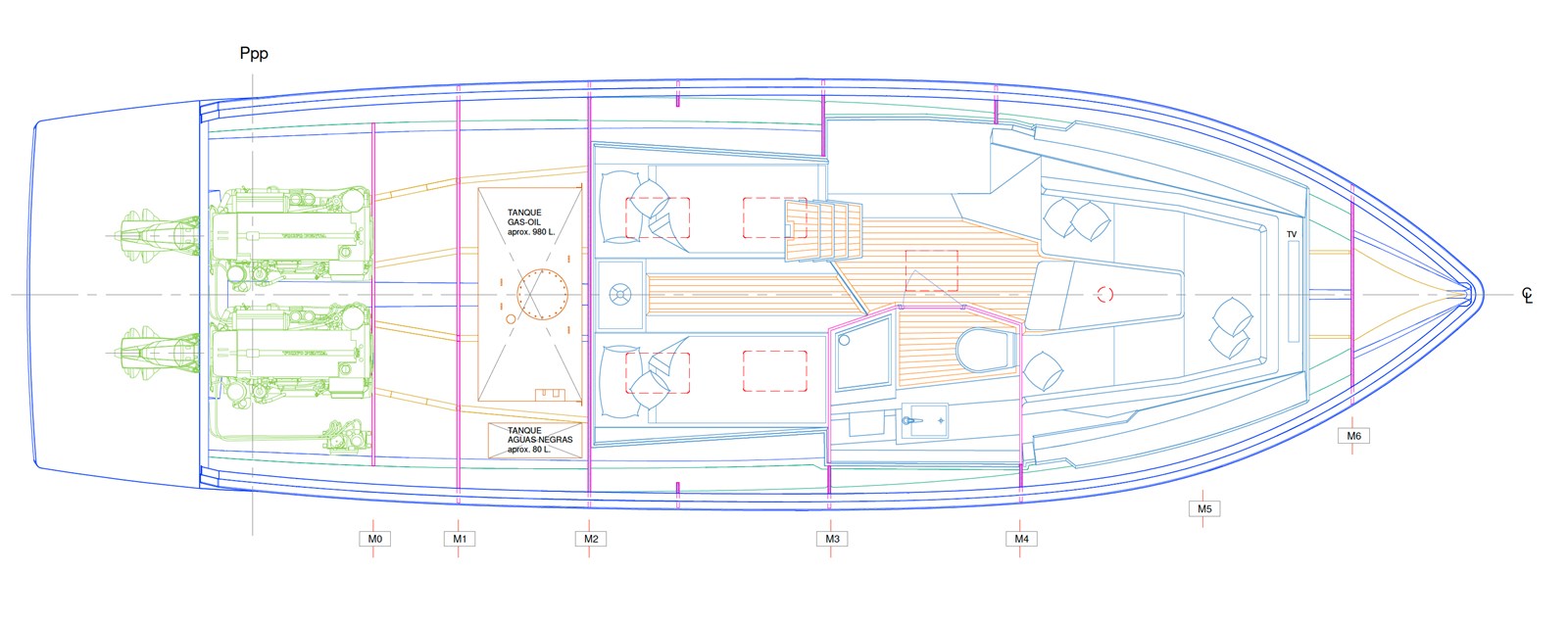 OASIS — 2022 Tesoro Yachts T40 Inboard — Genel yerleşim planı 1