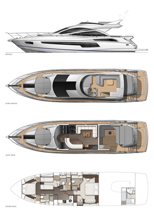 Sunseeker 68 Sport Yacht Layout