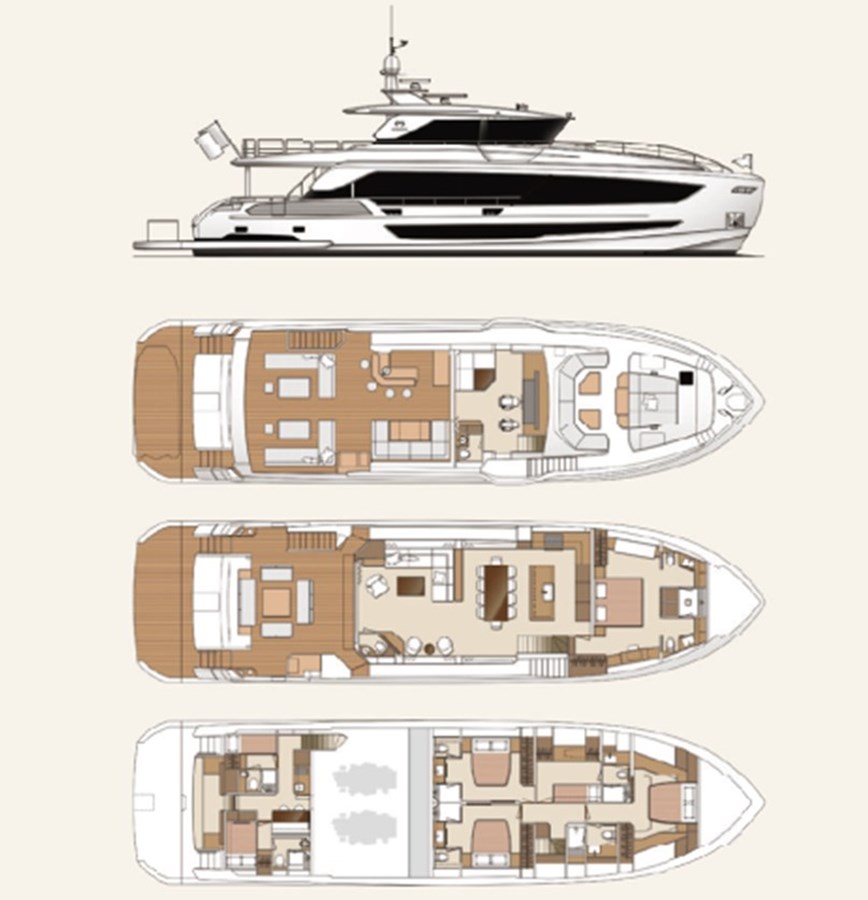 Horizon FD90-234 NOW AVAIABLE — 2025 Horizon Yachts Horizon FD90-234 — Genel yerleşim planı 1