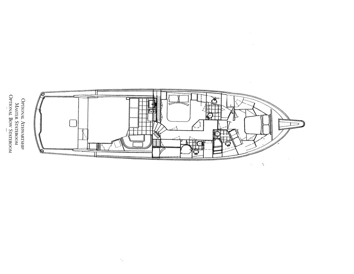 Floorplan of 2005 Hatteras 60 Convertible yacht, showcasing interior layout.