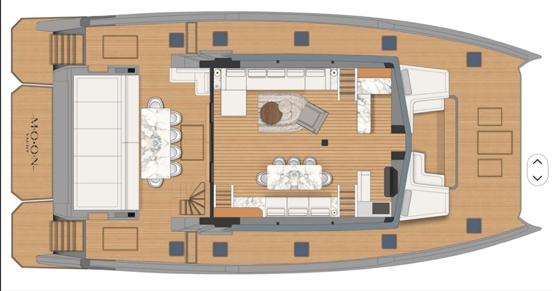 Saloon with galley down