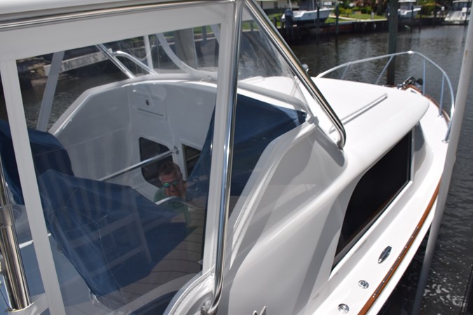 Deckhouse side and faux teak toe railing
