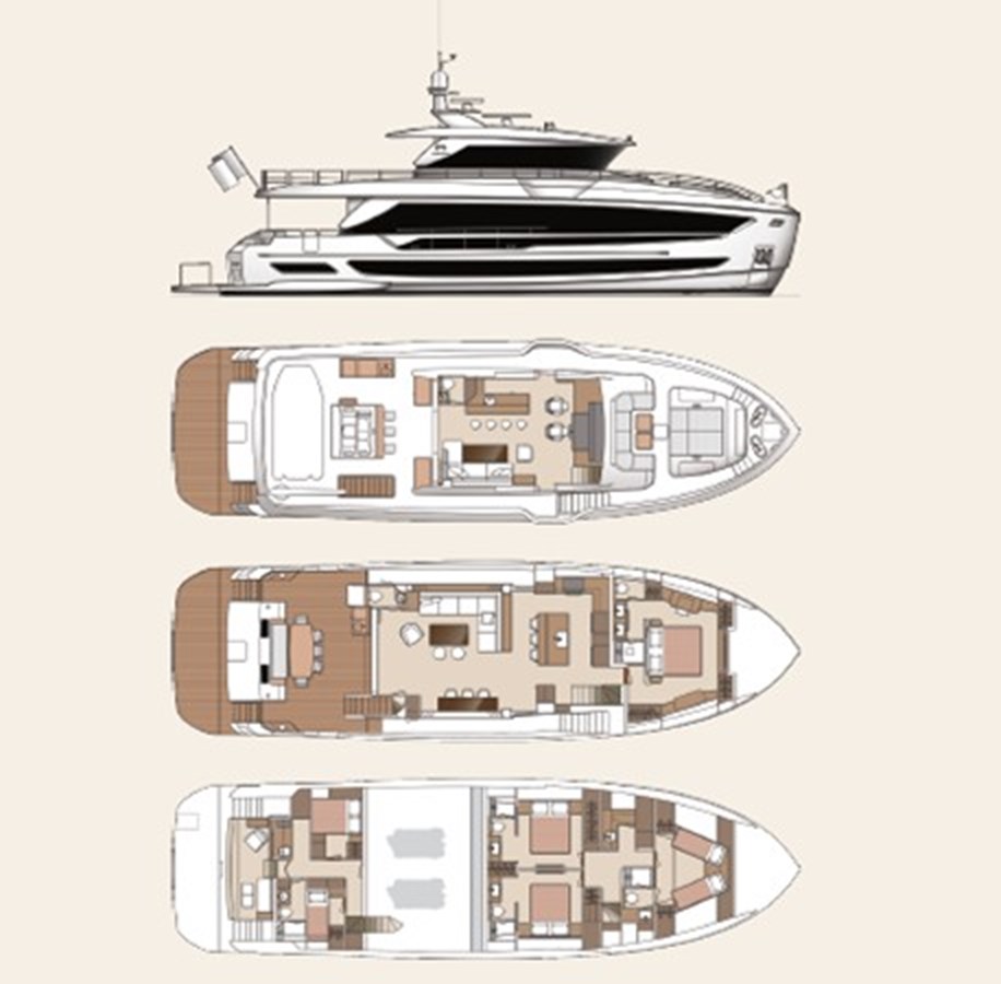 Horizon FD80-619 — 2027 Horizon Yachts Horizon FD80-619 / Avaiable Flibs 2026 — Genel yerleşim planı 1