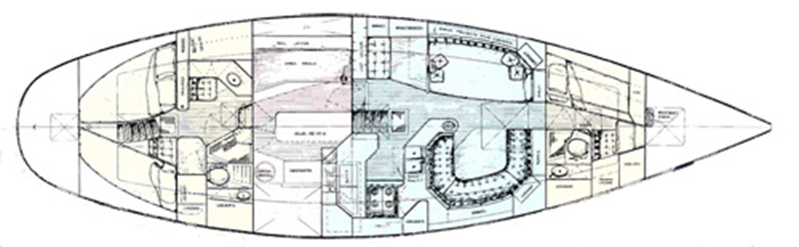 Saskianna — 1986 Renaissance Bruce King Builder/Designer — Genel yerleşim planı 1