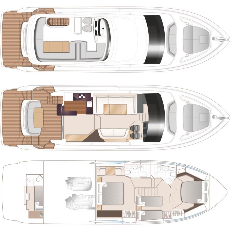 PRINCESS F55 (F55068) — 2018 Princess Yachts F55 — Genel yerleşim planı 1