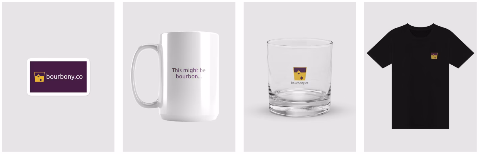Various products found at Bourbony's Fourthwall store