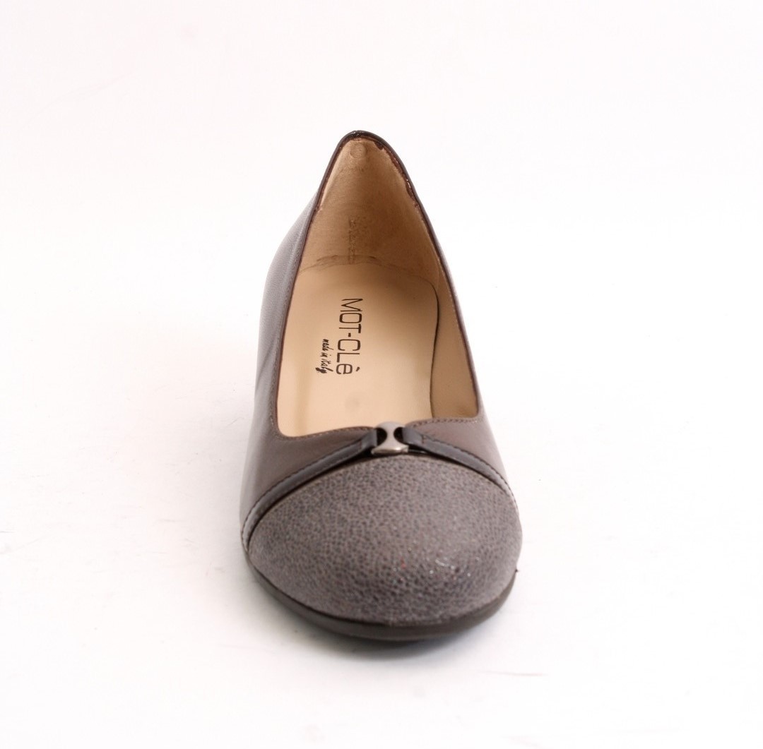 Brown Leather / Patent Comfort Walking Shoes By Mot C Le